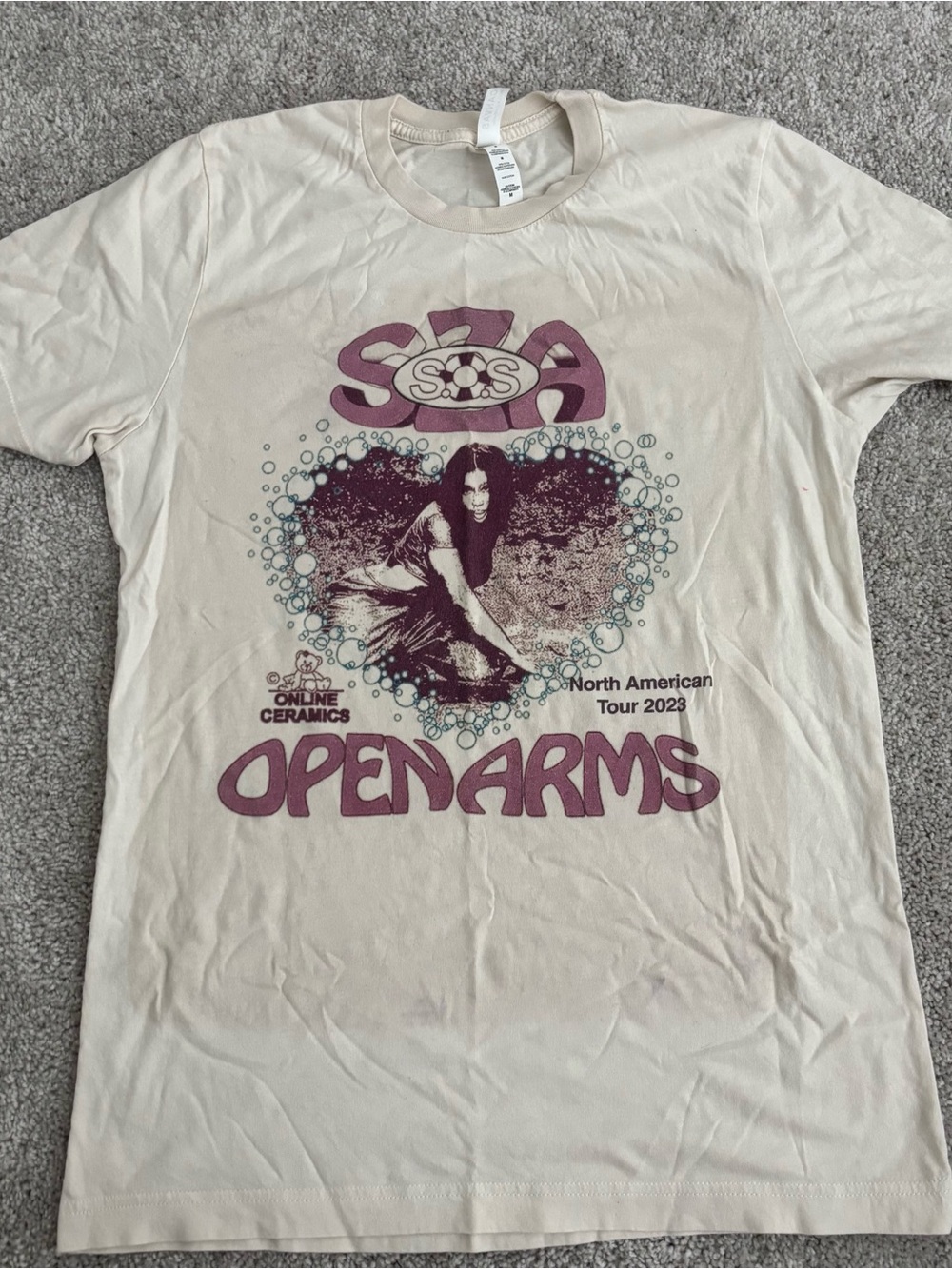 SZA Open Arms Graphic Tee - Cream and Purple Women’s Top